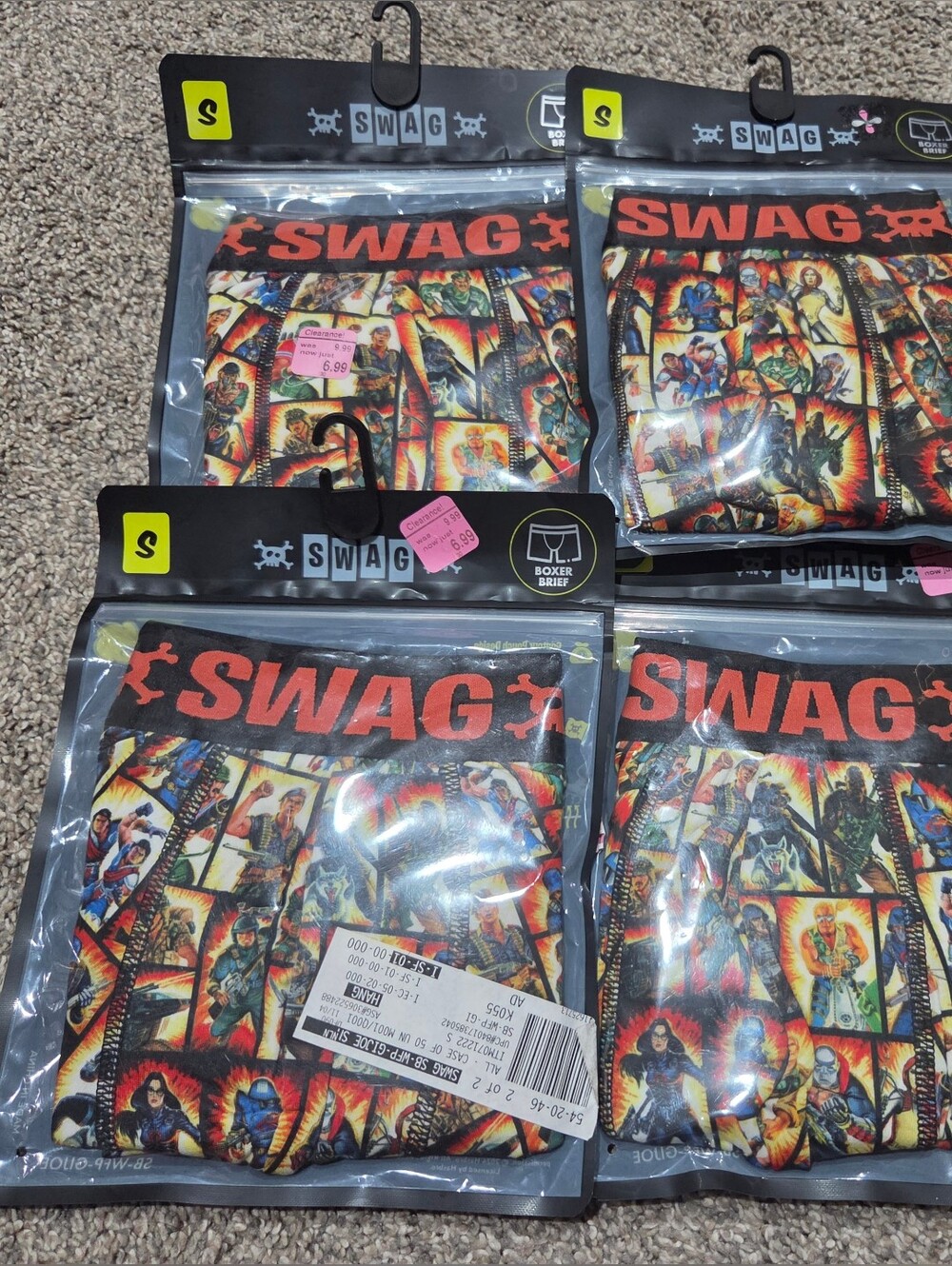 Swag Mens Boxer Briefs GI Joe Print Set Of 4 Size Small New